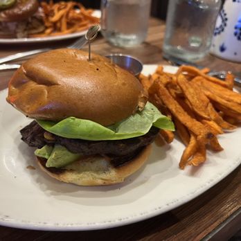 Freebird Kitchen and Bar - Black bean burger with sweet potato fries - Southern Near Me - White Plains, New York Freebird Kitchen and Bar - Black bean burger with sweet potato fries - Southern Near Me - White Plains, New York