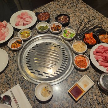 Seoul BBQ & Sushi - Side dishes, brisket and pork belly round 1 - Korean Near Me - Phoenix, Arizona Seoul BBQ & Sushi - Side dishes, brisket and pork belly round 1 - Korean Near Me - Phoenix, Arizona