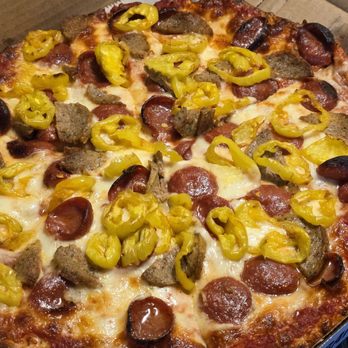 Joey's Pizza Depew - Small (12", 8 Slice) Cheese, Pep, Meatball, & Banana Pepper Pizza (cut into 6 slices & cooked extra crispy on the bottom) - Pizza Near Me - Depew, New York Joey's Pizza Depew - Small (12", 8 Slice) Cheese, Pep, Meatball, & Banana Pepper Pizza (cut into 6 slices & cooked extra crispy on the bottom) - Pizza Near Me - Depew, New York