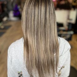 To Dye For Salon and Spa - This is after it got died. I had a couple different colors added, but I do think I should've had her take more off the bottom
