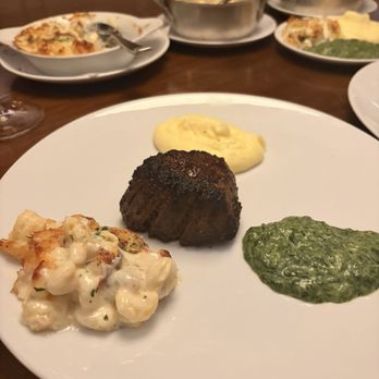 CUT by Wolfgang Puck - Cavatappi "Mac & Cheese" Hook's Cheddar Classic Creamed Spinach Fried Organic Egg* - Steakhouses Near Me - Las Vegas, Nevada CUT by Wolfgang Puck - Cavatappi "Mac & Cheese" Hook's Cheddar Classic Creamed Spinach Fried Organic Egg* - Steakhouses Near Me - Las Vegas, Nevada