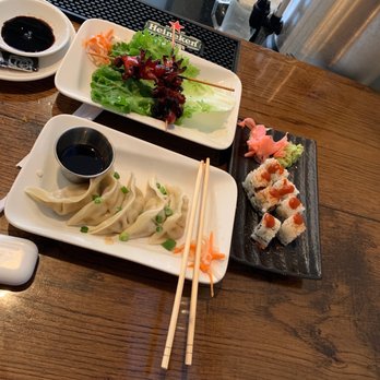 Sapa House - Chicken dumpling, spicy tuna roll, and baby octopus - Sushi Bars Near Me - Dallas, Texas Sapa House - Chicken dumpling, spicy tuna roll, and baby octopus - Sushi Bars Near Me - Dallas, Texas