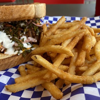 Lea Jane's - Nashville Hot Chicken sandwich with fries - Chicken Shop Near Me - Houston, Texas