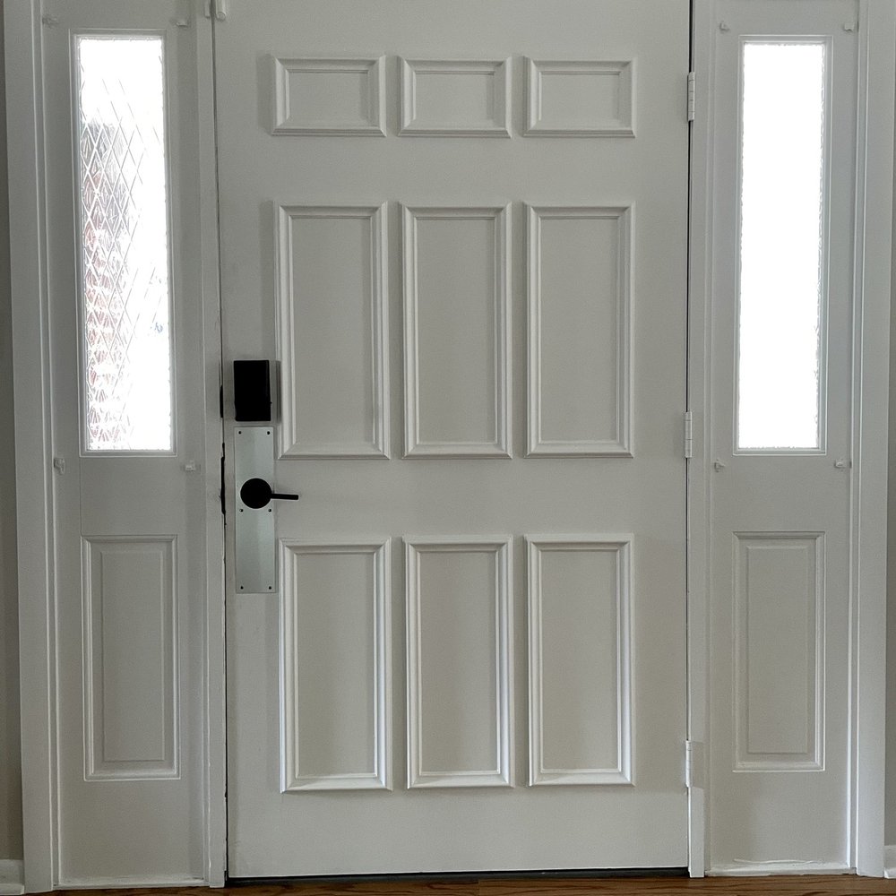 Quick Key Locksmith - AFTER - installation of push plate to cover old deadbolt hole and smart lock installed - Keys & Locksmiths Near Me - Chicago, Illinois Quick Key Locksmith - AFTER - installation of push plate to cover old deadbolt hole and smart lock installed - Keys & Locksmiths Near Me - Chicago, Illinois