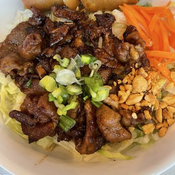 Hot Pho - Vermicelli with grilled pork and egg rolls. My niece loved it! - Vietnamese Near Me - Dublin, California Hot Pho - Vermicelli with grilled pork and egg rolls. My niece loved it! - Vietnamese Near Me - Dublin, California