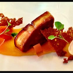 Paris House - Pan Fried Foie Gras, ginger tuille, jasmine tea jelly