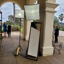 Studio Lighting and Gorgeous full length Selfie Mirror! We do not need a power source! We supply our own power! Great for outdoor venues!