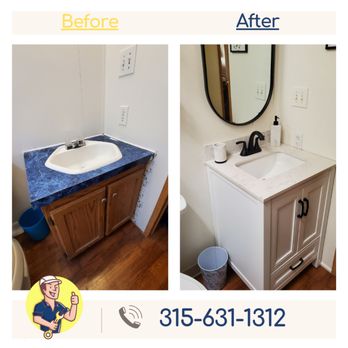 Mohawk Valley Handyman - Give your bathroom a major facelift! Replacing your vanity sink can be a great way to do just that. - Handyman Near Me Mohawk Valley Handyman - Give your bathroom a major facelift! Replacing your vanity sink can be a great way to do just that. - Handyman Near Me