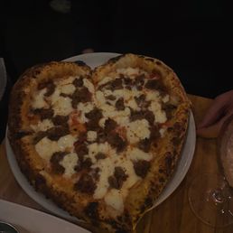 Short rib pizza - heart shaped on Valentine's day!