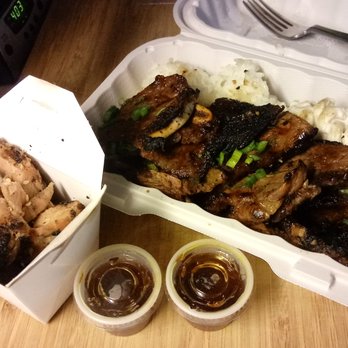 Roxy's Island Grill - Short rib combo with an extra scoop of mac, side chicken and teriyaki sauce togo. - Hawaiian Near Me - Beaverton, Oregon Roxy's Island Grill - Short rib combo with an extra scoop of mac, side chicken and teriyaki sauce togo. - Hawaiian Near Me - Beaverton, Oregon