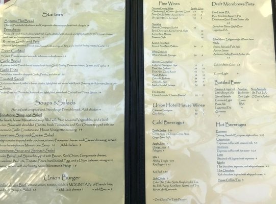 Menu photo 5 Union Hotel Restaurant Occidental, CA
