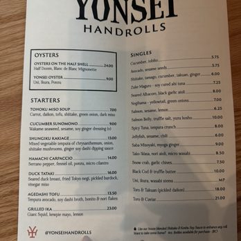 Yonsei Handrolls - Menu - Sushi Bars Near Me - Albany, California