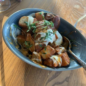 El Tapeo Modern Spanish Kitchen - Patatas Bravas -  flavors were good.  The potatoes weren't fried long enough or at a high enough temperature. - Tapas/Small Plates Near Me - Oak Brook, Illinois