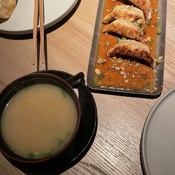 Sushi San - Miso Soup & Chicken & Vegetable Gyoza - Sushi Bars Near Me - Nashville, Tennessee Sushi San - Miso Soup & Chicken & Vegetable Gyoza - Sushi Bars Near Me - Nashville, Tennessee