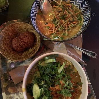 Le Botaniste - Magic Miso Soup (above), beet balls (center), and Tibetan Mama (below) - Wine Bars Near Me - New York, New York