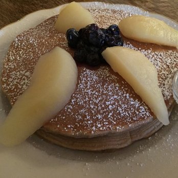 La Note - Short stack of Lemon Gingerbread Pancakes and Poached Pears - French Near Me - Berkeley, California La Note - Short stack of Lemon Gingerbread Pancakes and Poached Pears - French Near Me - Berkeley, California