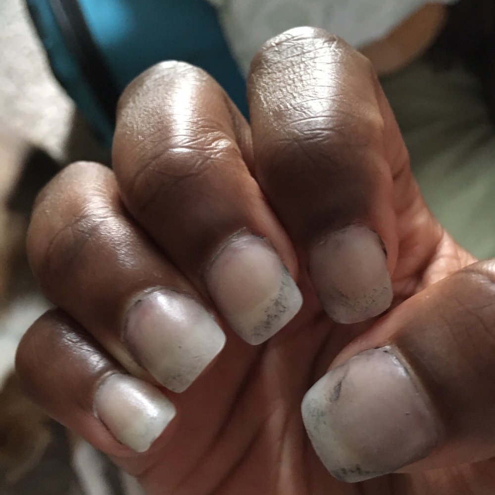 VIP Nails - Uneven acrylic and terrible paint job. Rushed and Rude - Nail Salons Near Me - Canal Winchester, Ohio