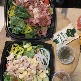 Antipasto salad & Classic Turkey salad. Generous potions.