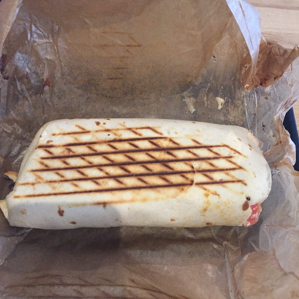 Chorizo burrito. Pretty reasonable amount for about 8 euros! Chorizo burrito. Pretty reasonable amount for about 8 euros!