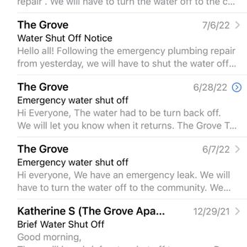 The Grove Apartments - Emails with all the water shut offs - Apartments Near Me - Austin, Texas