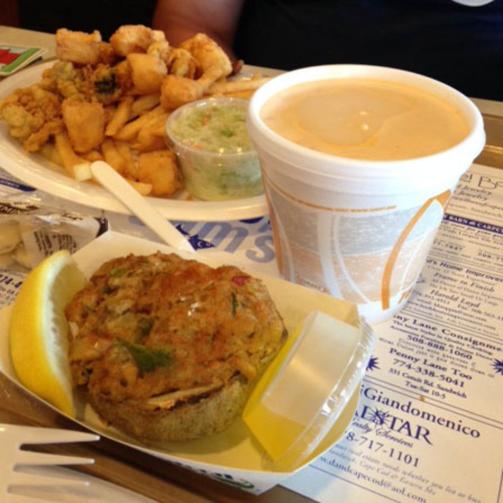 Seafood Sam's - Stuff quahog, large lobster bisque, fried clams, and fried scallops - Seafood Near Me - Sandwich, Massachusetts Seafood Sam's - Stuff quahog, large lobster bisque, fried clams, and fried scallops - Seafood Near Me - Sandwich, Massachusetts