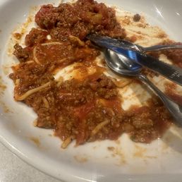 Left over meat sauce from spaghetti and meat sauce dinner. Left over meat sauce from spaghetti and meat sauce dinner.