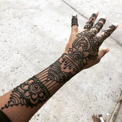 Henna Motifs - Fingers to mid-forearm full henna design