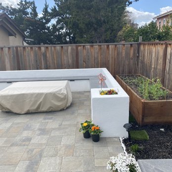 All Pro Landscape Construction - Sitting area with veggie bed - Landscaping Near Me - San Jose, California
