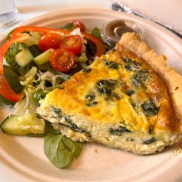 Spinach Feta Quiche with a side salad and balsamic dressing. Spinach Feta Quiche with a side salad and balsamic dressing.