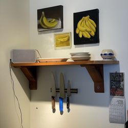 Banana appreciation corner with subtle blue accents