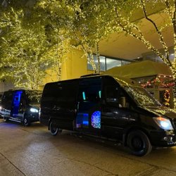 Black Clover Party Buses - Holiday Corporate Events in our Mercedes Sprinter Limos