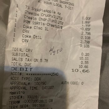 7-Eleven - the receipt for the restaurant - Convenience Stores Near Me - Los Angeles, California 7-Eleven - the receipt for the restaurant - Convenience Stores Near Me - Los Angeles, California