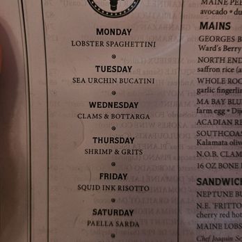 Neptune Oyster - Menu as of March 2024 - Seafood Near Me - Boston, Massachusetts