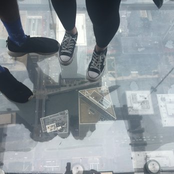 Skydeck Chicago - someone else on the ledge because Guadalupe kept hustling us off - Observatories Near Me - Chicago, Illinois