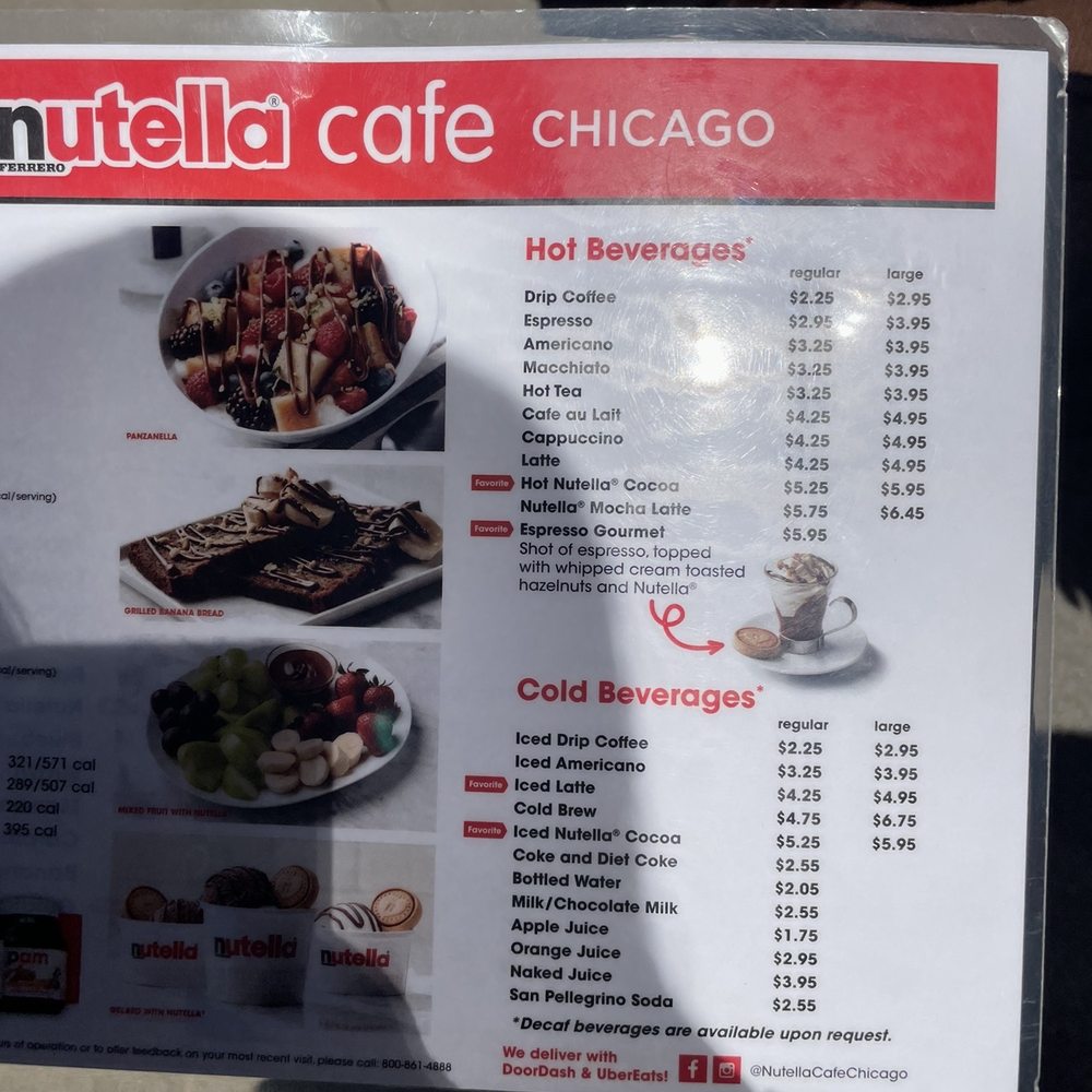 Nutella Cafe - Menu - Desserts Near Me - Chicago, Illinois Nutella Cafe - Menu - Desserts Near Me - Chicago, Illinois