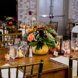 Rose Garden Florist - White centerpiece pumpkins and table decor!