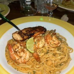 Shrimp and chicken Rasta pasta