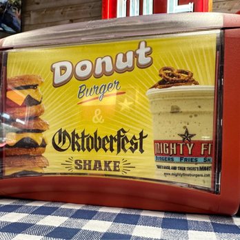 Mighty Fine Burgers Sunset Valley - Donut Burger & Oktoberfest Shake (2022) - Burgers Near Me - Austin, Texas