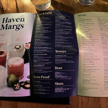 Haven Kitchen + Bar - Inside of drinks menu~ (January 2024) - Cocktail Bars Near Me - Langley City, British Columbia