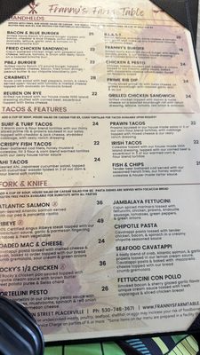 Menu photo 1 Franny's Farm Table Placerville, CA
