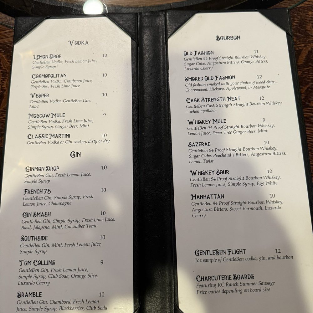 Drink menu Drink menu