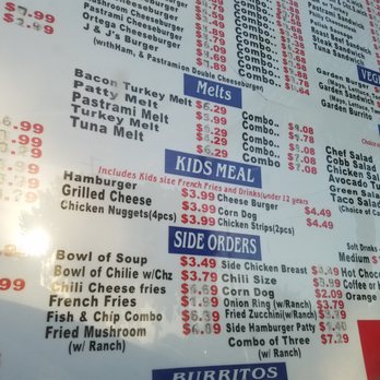 J & J's Diner - This is the menu from the drive-thru. Not all is correct from what I know of, but at least it's a menu. - Diners Near Me - San Jacinto, California J & J's Diner - This is the menu from the drive-thru. Not all is correct from what I know of, but at least it's a menu. - Diners Near Me - San Jacinto, California
