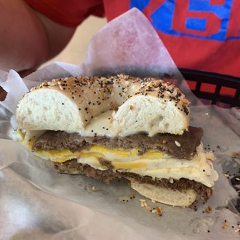 The Bagel Cafe - Everything bagel with steak egg and cheese. Bagel was so fresh! - Bagels Near Me - Cinnaminson, New Jersey The Bagel Cafe - Everything bagel with steak egg and cheese. Bagel was so fresh! - Bagels Near Me - Cinnaminson, New Jersey