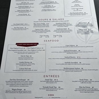 East Bay Grille - Patio menu - Seafood Near Me - Plymouth, Massachusetts