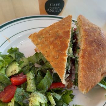 Cafe Anula - Club sandwich & iced coffee with half & half - Breakfast & Brunch Near Me - Los Angeles, California
