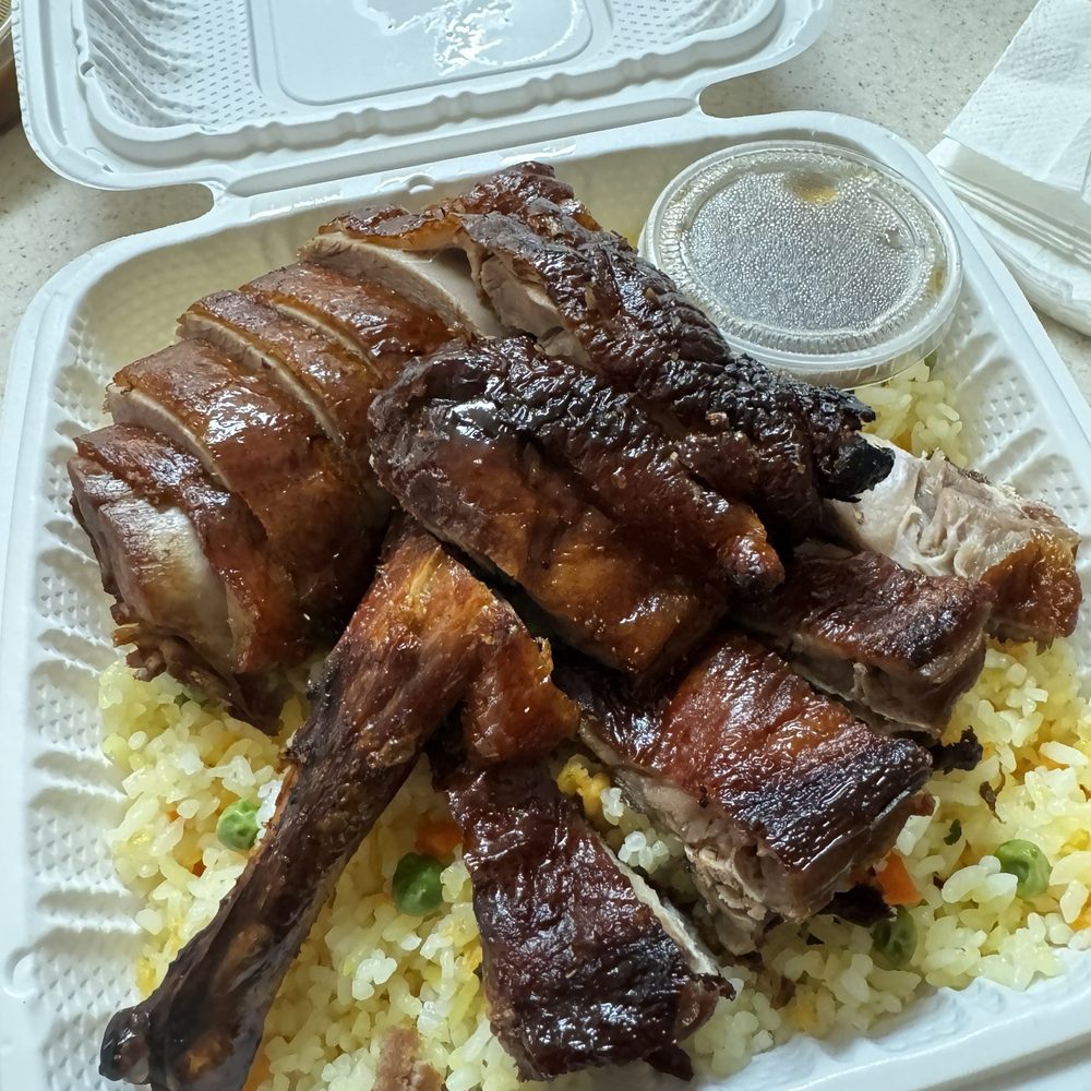 Roast duck plate with fried rice