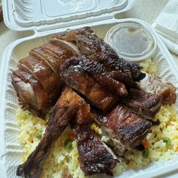 Roast duck plate with fried rice