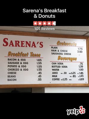 Menu photo 4 Sarena's Breakfast & Donuts Round Rock, TX Menu photo 4 Sarena's Breakfast & Donuts Round Rock, TX