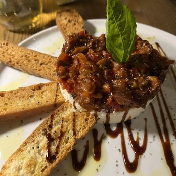 Luogo - Ricotta with eggplant caponata and crostini - Italian Near Me - Nashville, Tennessee Luogo - Ricotta with eggplant caponata and crostini - Italian Near Me - Nashville, Tennessee