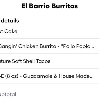 El Barrio Burritos - Subtotal before tax and tip - Mexican Near Me - Brooklyn, New York El Barrio Burritos - Subtotal before tax and tip - Mexican Near Me - Brooklyn, New York